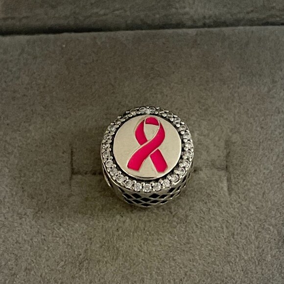 Pandora Breast Cancer Ribbon of Strength Dangle Charm Hope Bead Pendant - Picture 1 of 4